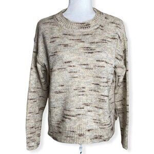 Max Studio NWOT $98 Oatmeal Crewneck Sweater Side Slits Women's Sz XS